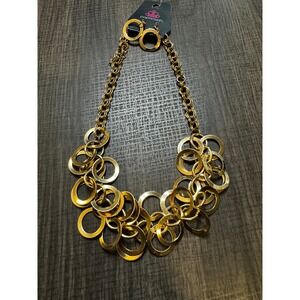 Paparazzi Gold Ring Leader Necklace & Earrings Set Costume Jewelry